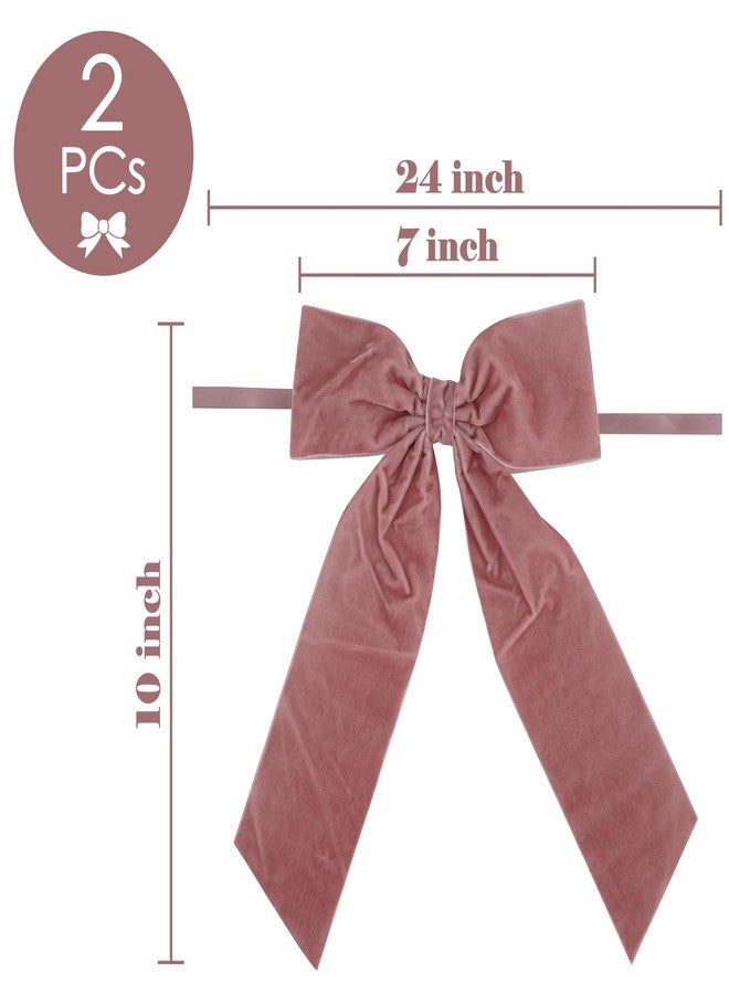 AIMUDI Pink Rosy Velvet Bows 7" Pink Premade Velvet Bows Christmas Bows for Gift Wrapping, Holiday Crafts, Wreaths, Garlands, Staircase, Home Outdoor Decor Winter Christmas Tree Decorations, 2 PCs - Image 2